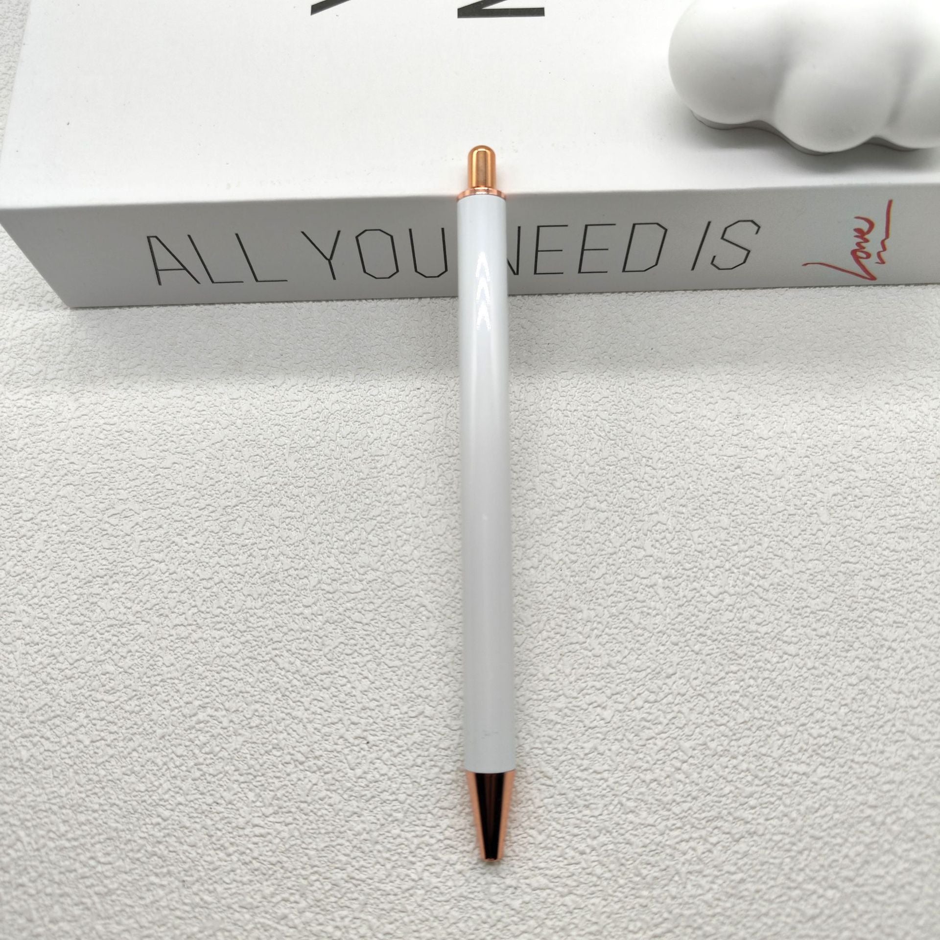 Wholesale Plastic Bright White Press Ballpoint Pen
